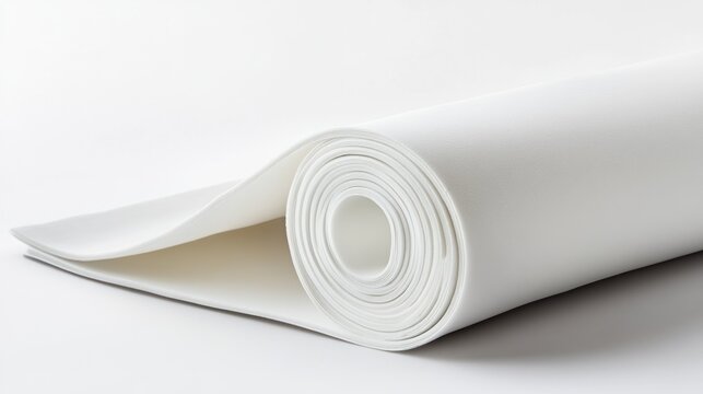 Rolled White Foam Sheet on White Background. Possible Use Product Display