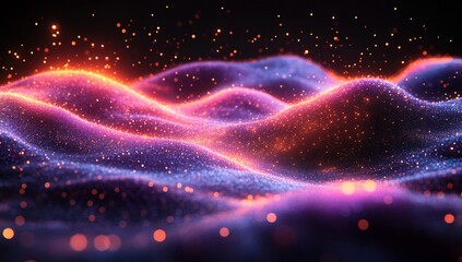 Obraz premium Glowing Particle Waves: Abstract Digital Art