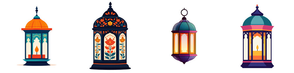 Ornate and Colorful Traditional Hanging Lanterns Illuminating a Festive or Religious as Ramadan Diwali or Chinese New Year  Culturally Significant Decorative Lighting Fixtures