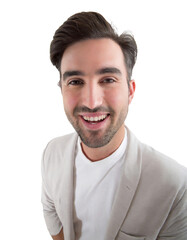 Obraz premium Portrait of only one Man. White Background.