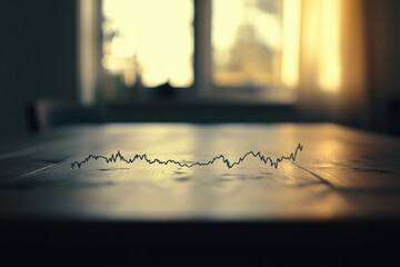 Financial Growth Chart on Table with Sunlight Through Window