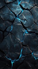 Cracked Stone with Glowing Blue Lines