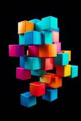 Colorful Cube on Black Background