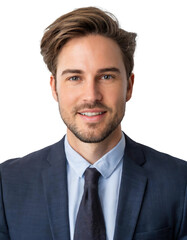 Portrait of only one Man. White Background.