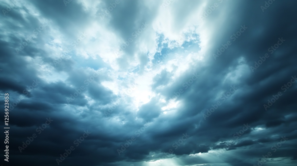 Poster dramatic clouds gathering in the sky with light breaking through showcasing nature's power : generat