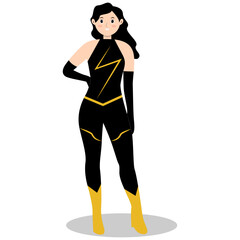 Women Superhero Character. Isolated on White Background. Flat Vector Illustration.