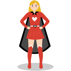 Women Superhero Character. Isolated on White Background. Flat Vector Illustration.
