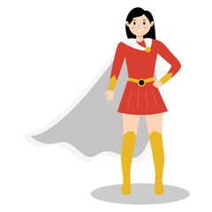 Women Superhero Character. Isolated on White Background. Flat Vector Illustration.