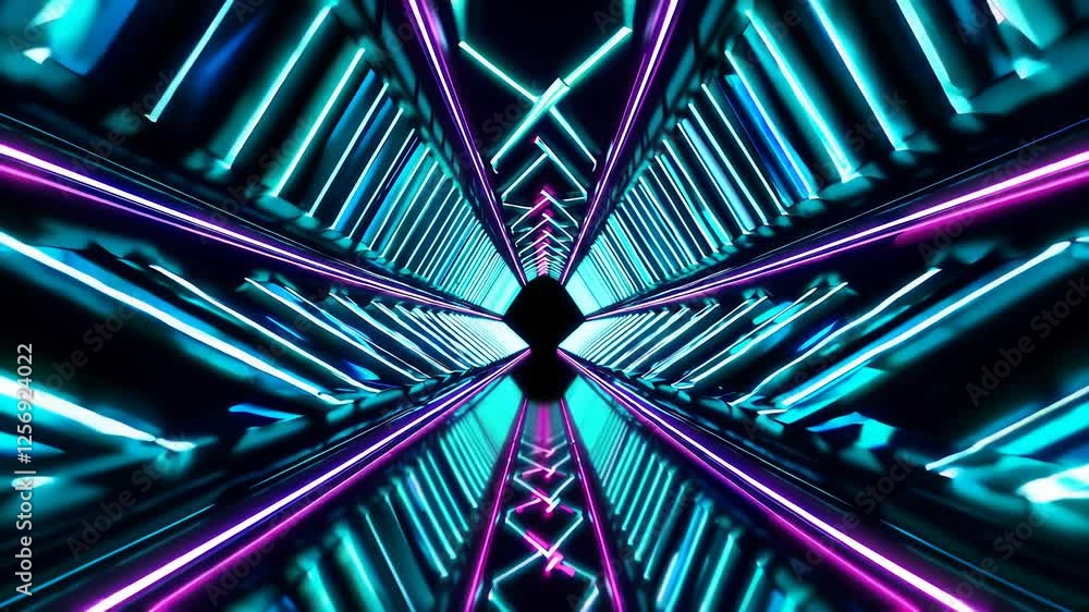 Aufkleber futuristic neon lights pulse in symmetrical patterns with dynamic energy and vibrant colors