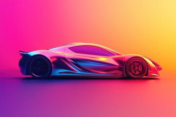 Experience the thrill of the future with this sleek, iridescent sports car design against a vibrant...