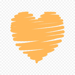 Doodle hand drawn heart drawing on white background