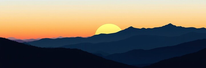 Abstract mountain wall art vector hills panorama view line mountains sunset collection landscape decoration interior prints banner, line art, banner, decoration