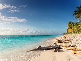the beauty of the beach with blue sea water