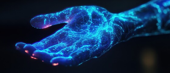 AIpowered tattoo artist designing living bioluminescent tattoos, futuristic body art