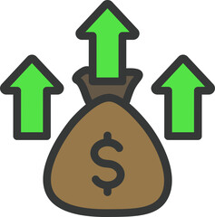 Growth Revenue Filled Line Icon