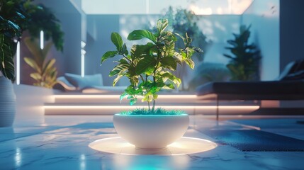 Indoor plant with vibrant green leaves in modern living space design