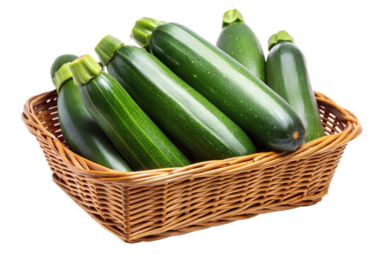 Fresh Green Zucchini in Basket