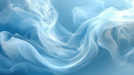 Ethereal blue smoke swirling gracefully, creating a serene and calming atmosphere
