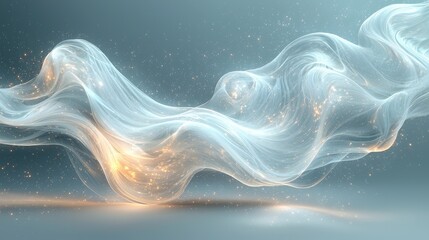 Ethereal flowing waves of light and energy against a soft gradient background