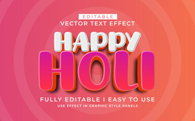 3d editable Happy Holi Festival text effect typography style template