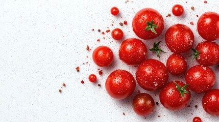Fresh Tomatoes with Red Pepper on White Background