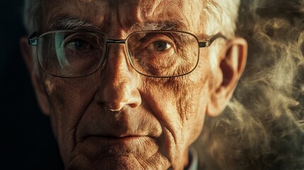 Contemplative Senior Man Portrait With Glasses