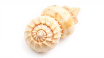 Obraz premium Close up photo of a seashell against a white backdrop, nature, white background, macro