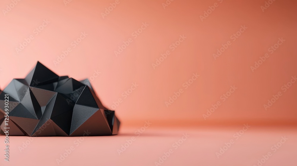 Aufkleber abstract geometric black shape on soft peach background for modern design and creative projects