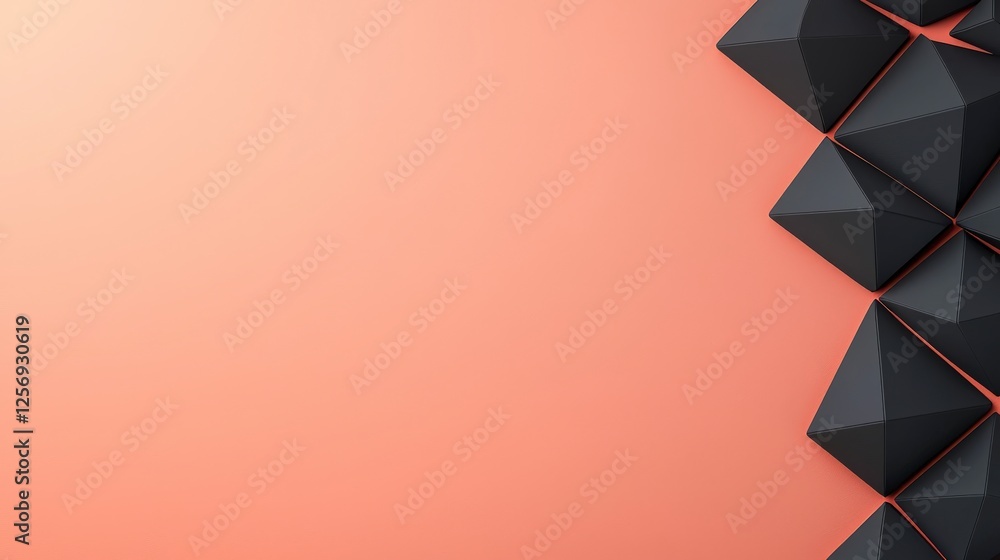 Poster abstract geometric shapes in black and coral background creating a modern design aesthetic for conte