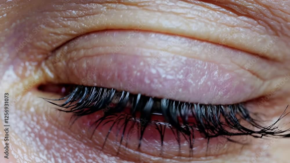 Poster close-up video of a human eye, showcasing intricate iris details. captured with a macro lens, emphas