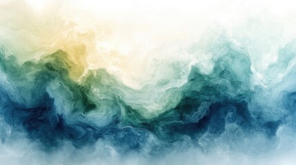 Abstract ocean waves in soft hues of blue and green with a light background, evoking calmness