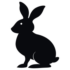black silhouette of a rabbit, Bunny easter editable vector