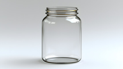 Empty Glass Jar: A clear, empty glass jar with a wide mouth and a simple design, perfect for showcasing your products or creative projects.