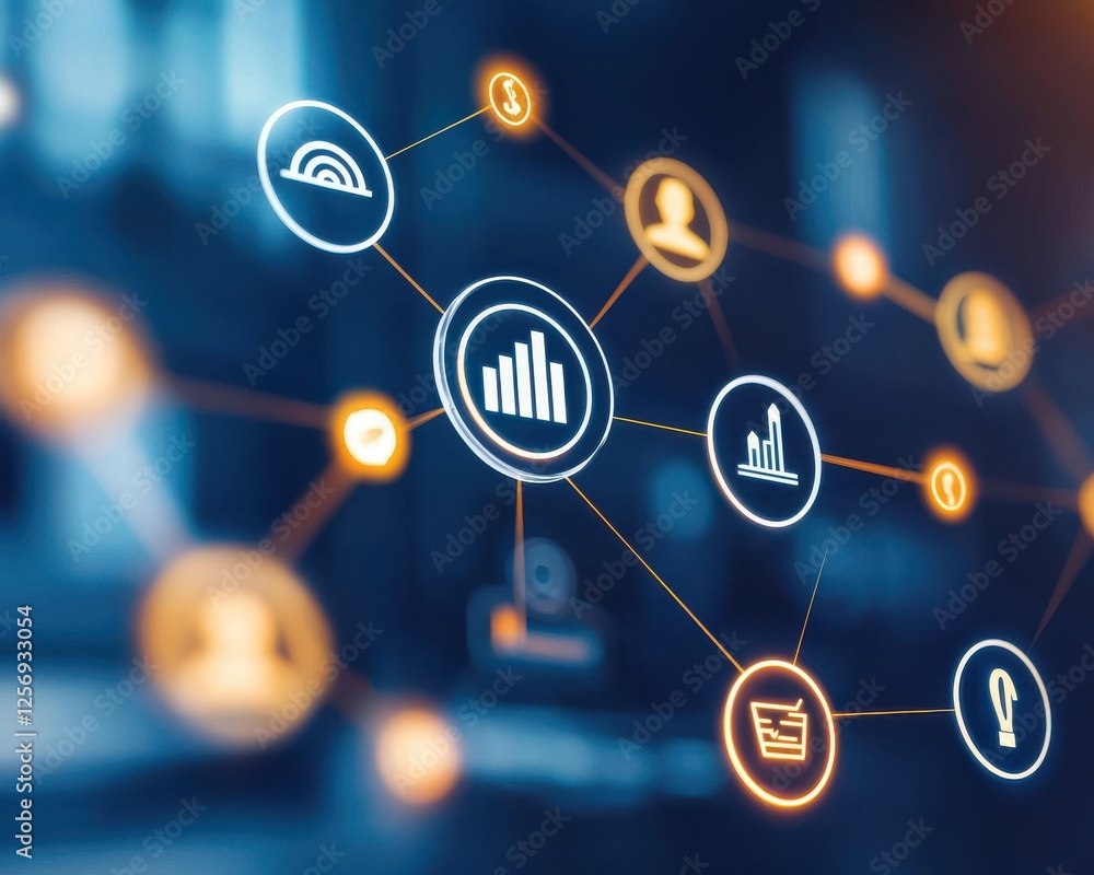 Poster successful investor growth mindset concept. digital network connections showcasing data visualizatio