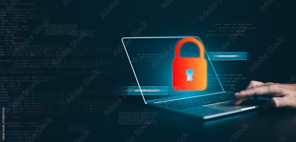 Aufkleber cyber security concept, login, user, identification information security and encryption, secure acce