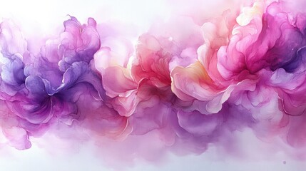 Abstract fluid art featuring vibrant pink and purple swirls blending harmoniously
