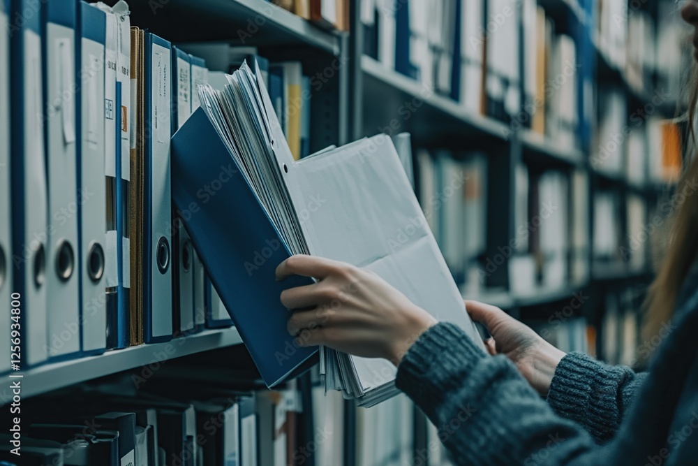 Poster organizing files: efficiently managing documents in archives, utilizing filing cabinets and folders 
