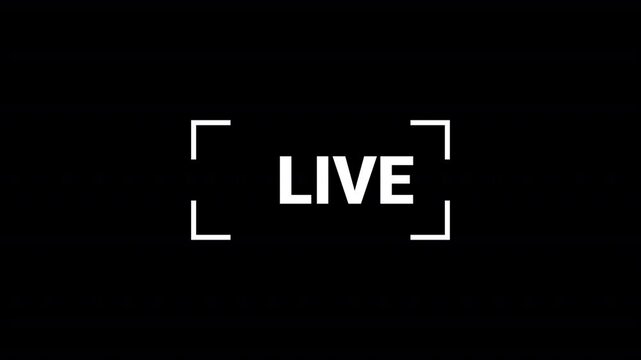 4k simple live streaming icon animation with transparent background, Animated red button live streaming broadcast with alpha channel