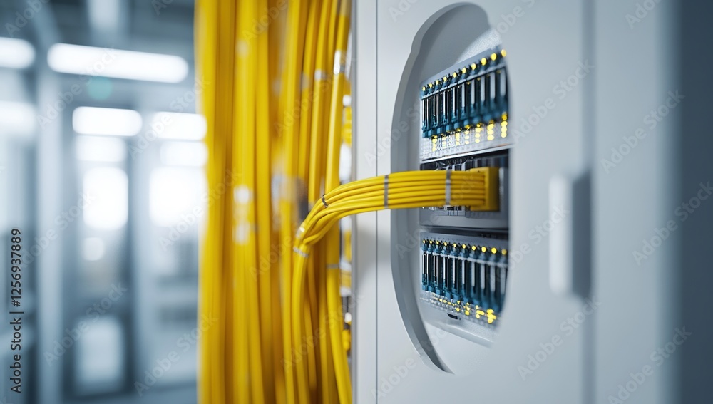 Poster Connecting Network Cables to Server Racks:  A Comprehensive Guide to Data Center Infrastructure, Optimizing Network Performance and Cabling Techniques.