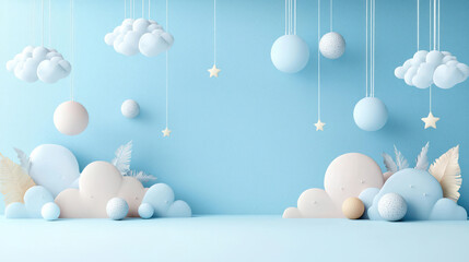 Pastel Blue And Light Pink 3D Rendered Decorative Background