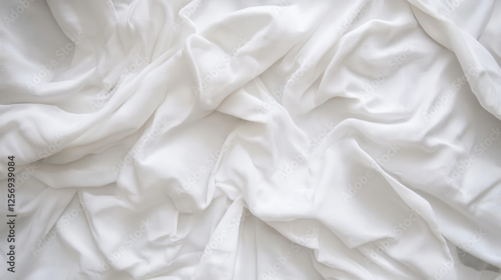 Aufkleber a closeup shot of white fabric elegantly wrinkled and draped with soft natural light emphasizing tex