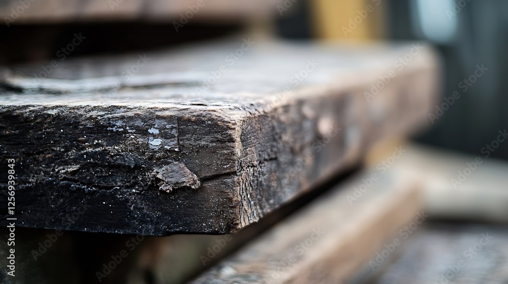 Poster close up view of weathered wooden planks showcasing intricate textures and natural patterns : genera