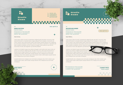 Beige And Green Letterhead