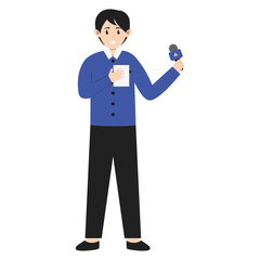 Profession Journalist Illustration with Flat Design. Isolated Vector Character.
