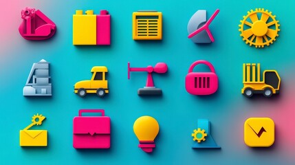 Colorful Modern Icons Set