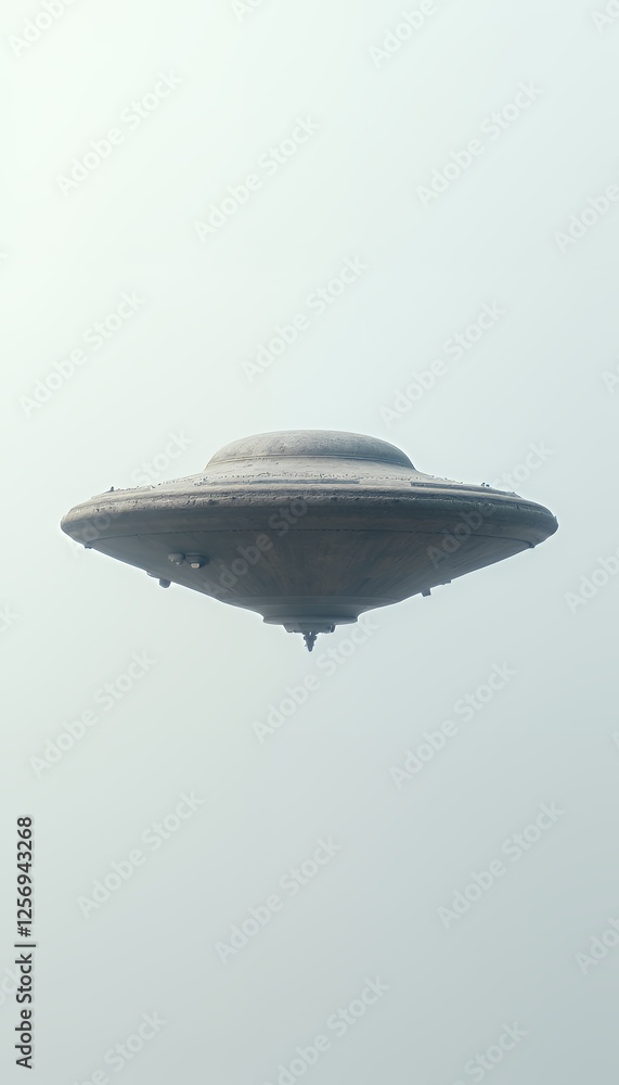 Poster isolated floating saucer image with a futuristic design in monochromatic style aerial view of a ufo 