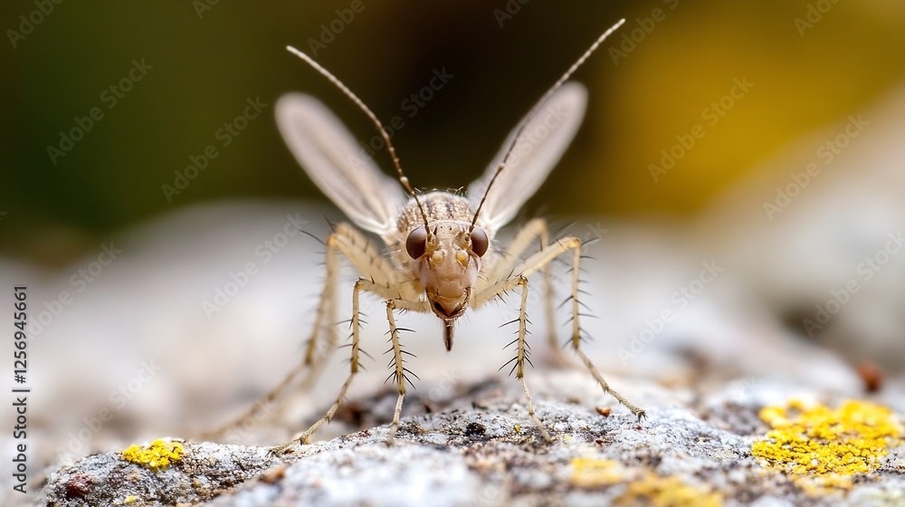 Aufkleber an upclose shot of a mosquito insect highlighting its detailed features against a blurred background