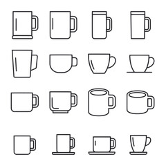 A set of 12 different types of cups