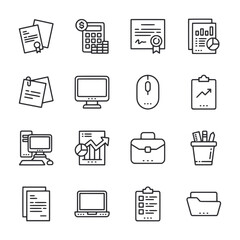 A set of icons for office supplies and equipment