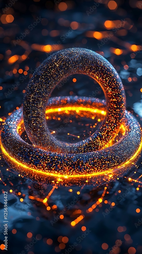Poster arrangement workflow cycle futuristic abstract naphat arrangement in vibrant orange glow and dark ba